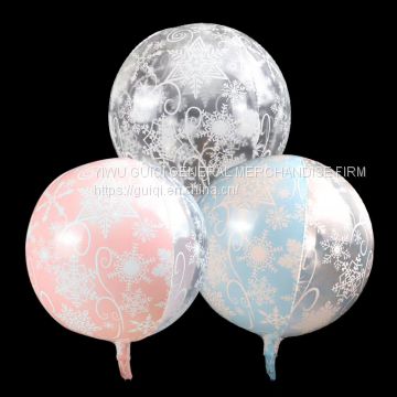 New arrival 22 inch clear round 4D balloon snowflakes multi-colors in stock fast delivery hot sale