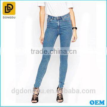 2016 Fashion Stitch High Waist Jeans for Women China Manufacturer Denim Trousers