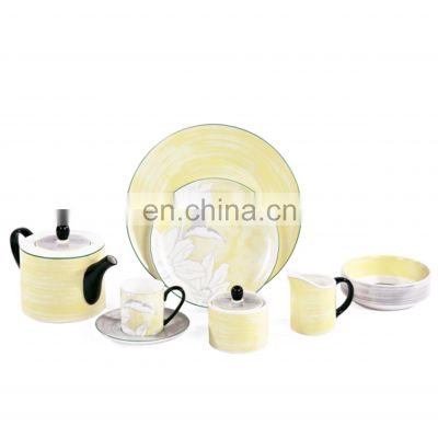 Bucolic Style Yellow Leaves Ceramic Coffee Mug Tea Cup Dinner Plate Ceramic cup For Porcelain  Tableware Set