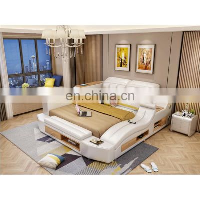 Luxury Modern style leather sofa wood beds room furniture for home or hotel