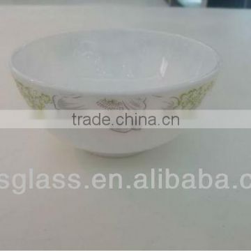 milky white glass printed bowl