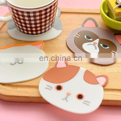 Cat Shaped Cup Coaster Silicone Cup Pad Slip Insulation Pad Cup Mat Hot Drink Holder Mug Stand Home Kitchen Accessories