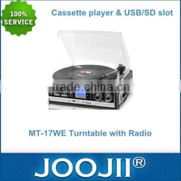 Vinyl Turntable With Radio / USB/SD/ Cassette Player, Nostalgic Turntable Player With Factory Price