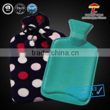 Natural Rubber Hot Water Bag with coral fleece cover