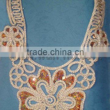 garment neck trimming lace motif