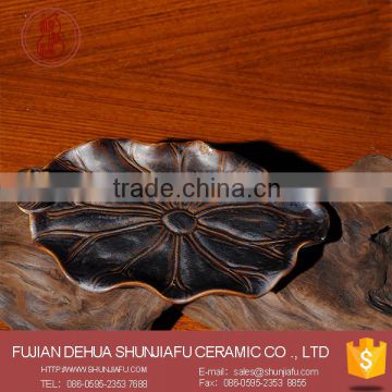 Lotus Leaf Shape Chinese Incense Burner Antique For Daily Life