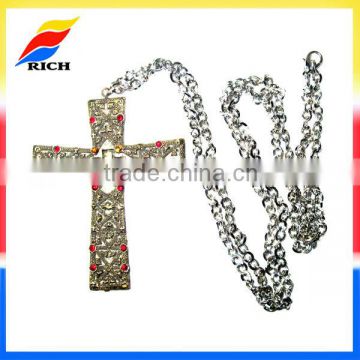 new products metal cross necklace with rhinestone for souvenir gift