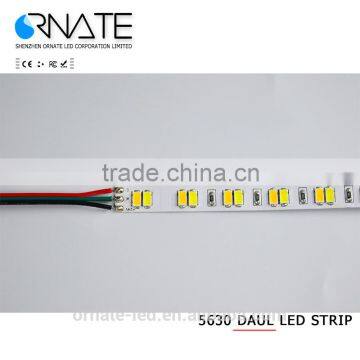 SMD 5630 Dual White ( Pure white + warm white )LED Strip Light Waterproof IP67 5M/roll 120leds DC 12/24V Flexible light