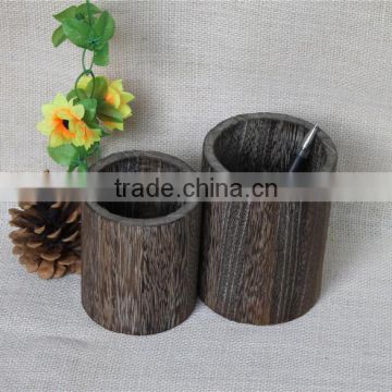 Round burning color office use wooden pencil holder