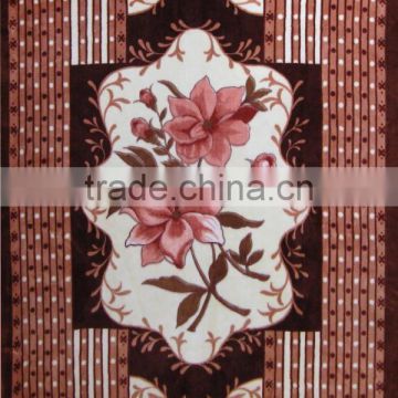 screen printed travel blanket floral woven embossed micro plush raschel blanket