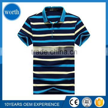 (Supima Polo T shirt) 2017 Unique Stripe Design Different Styles Embroidery Branded Custom Polo T shirts For Europe Market