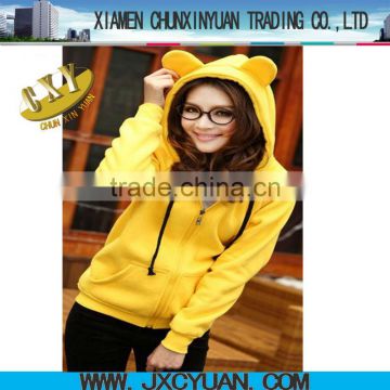 wholesale cheap custom hoodie with ears for women and girls yellow