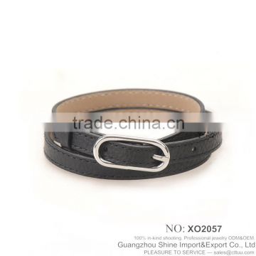 Hot black belt bracelet leather bangle wholesale XE09-0042