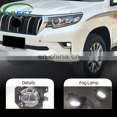 Carest 2PCS LED Car Fog Lamp Assembly For Toyota Land Cruiser Prado 2018 2019 2020 Daytime Running Light DRL Foglamp Cover