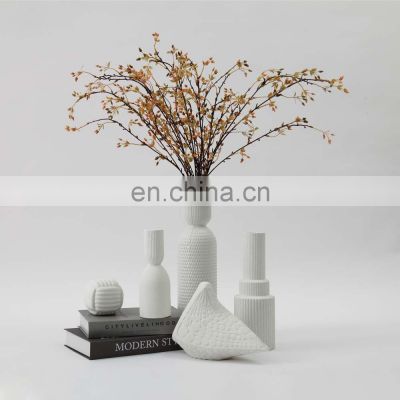 2021 Nordic Minimalism Simplicity Ceramic Handcraft Matte Porcelain Round Column Flower Vase