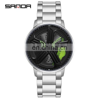 SANDA P1106 New Style Men Quartz Watches Fashion Simple Wheel Waterproof Men Wrist Watch