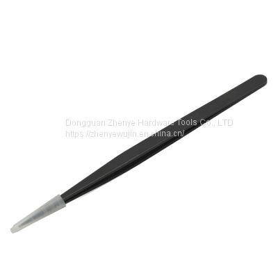 Pure black 11 # high-precision anti-static tweezers Stainless steel thickened straight pointed bird's nest hair pick clip Circuit maintenance clampin
