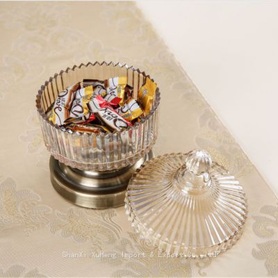 Wholesale Luxury Vintage Crystal Colorful Glass Candy Jars Storage Jar Candle Container With Lid For Festival Use