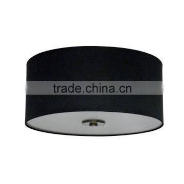 Round silk look 16" black stealth fabric lamp shade(Store en tissu/Pantalla de tela) with an elegant traditional colour