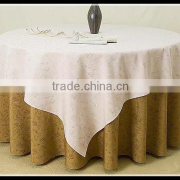 Damask 2-ply embroidered banquet table cloth ,endurable table cloth , washable table cloth