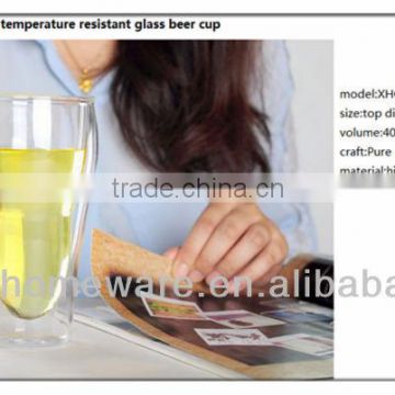 High temperature resistant double wall beer glass cup