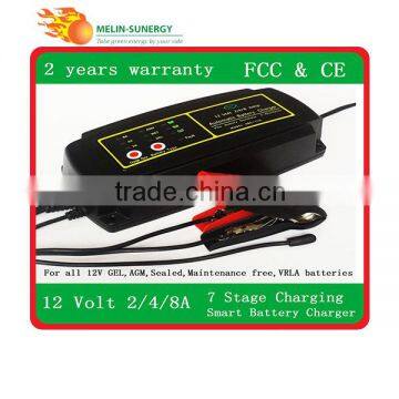 7 Stage 2/4/8A smart battery charger 12v 40ah lead acid batteries