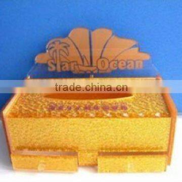 Gold crylic tissue box with special design