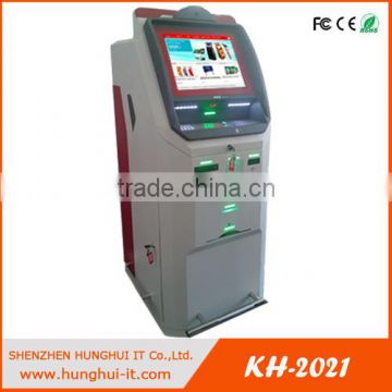 Touch screen Free standing card reader kiosk thermal printer kiosk Currency exchange machine