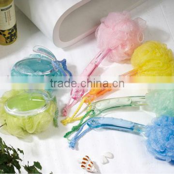 HOT SALE Body Exfoliating Bath Sponge Brush with Handle,bath cleaning brushes long handle, palstic body bath brush wholesale