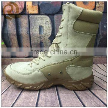 Hot sale beige good quality leather rubber outsole military leather fiying boots