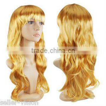 Ladies Full Wavy wig Curly Fancy Dress Cosplay Wig GOLD