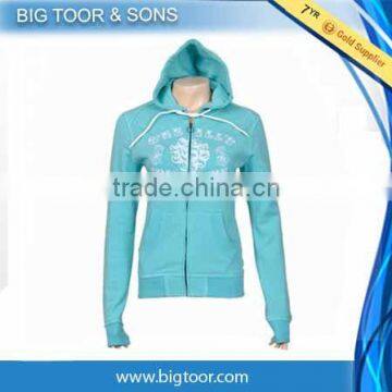 Ladies Fashion Fit light weight V Neck Hoodie/ New Style garment 2014