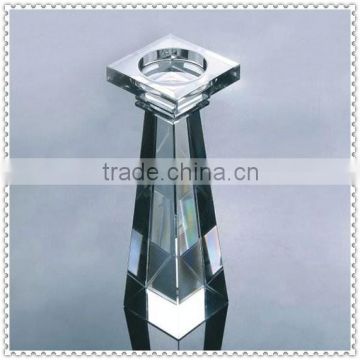 Crystal Clear Tall Cube Candle Stick for Office Decoration