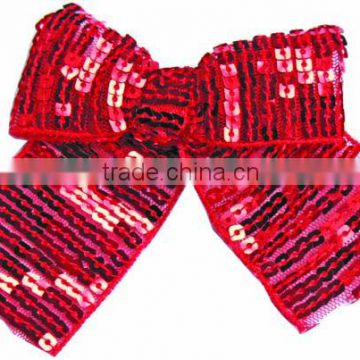 Red ribbon bows with sequin for ladies' shoe accessories