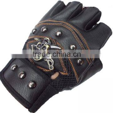 Fashion Unisex Fingerless Rivet Leather Vented Glove