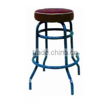 Modern steel round bar chair with leather face