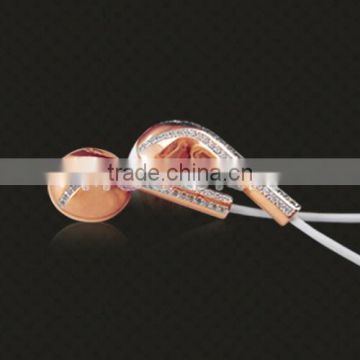 New model headphones,custom rose gold plating diamond eadphones for iPhone 6 7