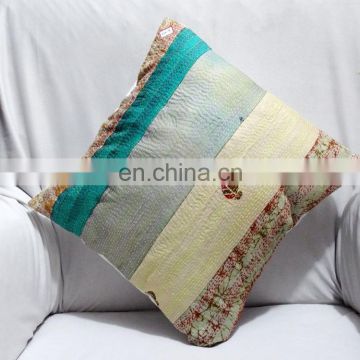 Beautiful Kantha silk pillow cover online sale market at wholesale price