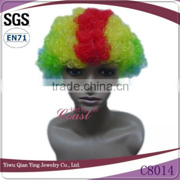 famous short rainbow color afro curly football fans synthetic hair wigs