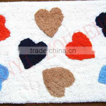 colorful heart design printed bath mats wholesale non-slip bath mat