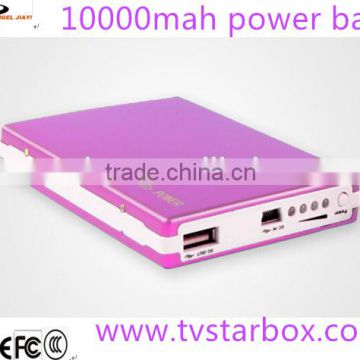 10000mah unique portable power bank with 4 led light 2 usb portable power bank