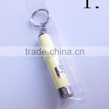 metal Led projector Light Keychain Flashlight With Carabiner all logo can be design keychain lamp