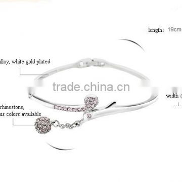 Latest Fashion Style White Gold Plated Rhinestone Bracelet Various Color Available