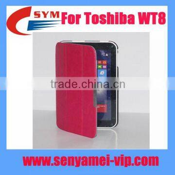 Hot Leather Case for Toshiba WT8, foldable For WT8 case