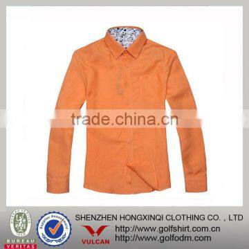 100% Cotton Orange Color Men's Long Sleeve Dress Shirts