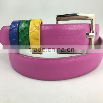 fancy 2cm shiny color 3 loops belt for girl
