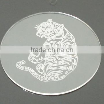 Round acrylic transparent coaster with white printed