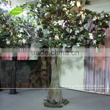 GNW BLS034-2 Artificial Magnolia Tree Silk Flowers With Fiberglass Stand For Sale