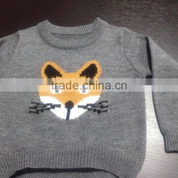2017 Stylish Kids Girls Sweater Grey Animal Long Sleeve Sweater With High Neck Pullover Sweater (W63)
