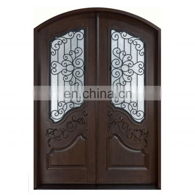 tradition exterior wood wrought iron double entry doors